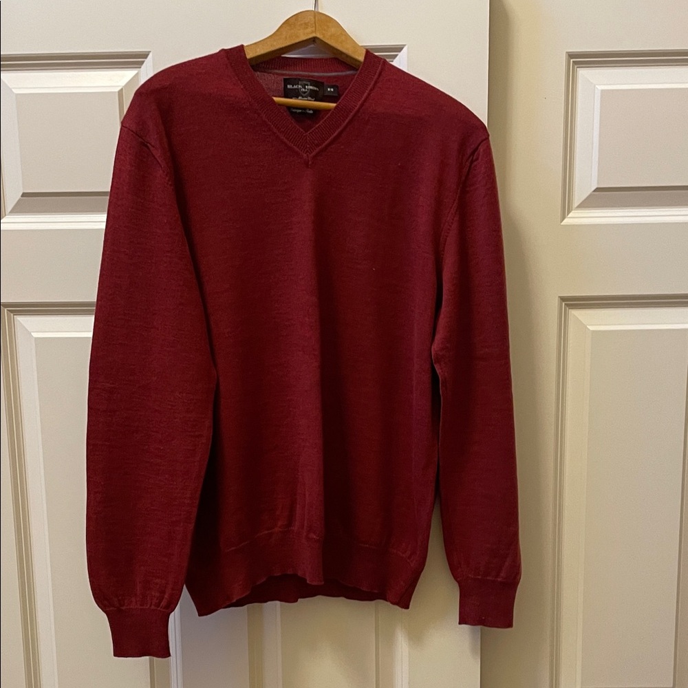 Black Brown 1826 Men's Burgundy V-Neck Sweater